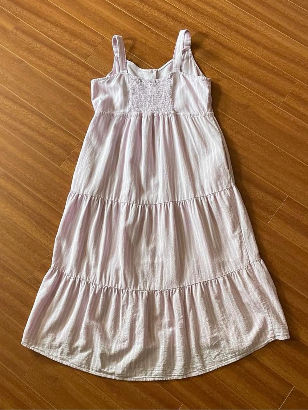 Sonoma Pink Striped Linen Tiered Midi Dress XL - Picture 6 of 8